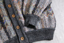 brushed geometric puttern knit cardigan
