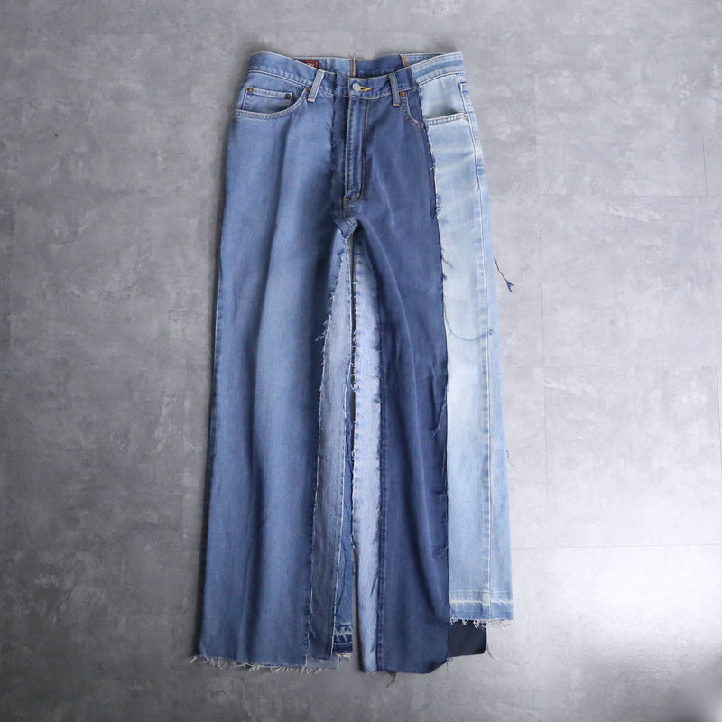 "Re:make" asymmetry docking wide tapered denim