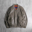 taupe leather zip blouson