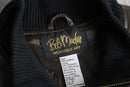 “Bob Mackie”art-deco embroidered leather zip-up jacket