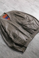 taupe leather zip blouson