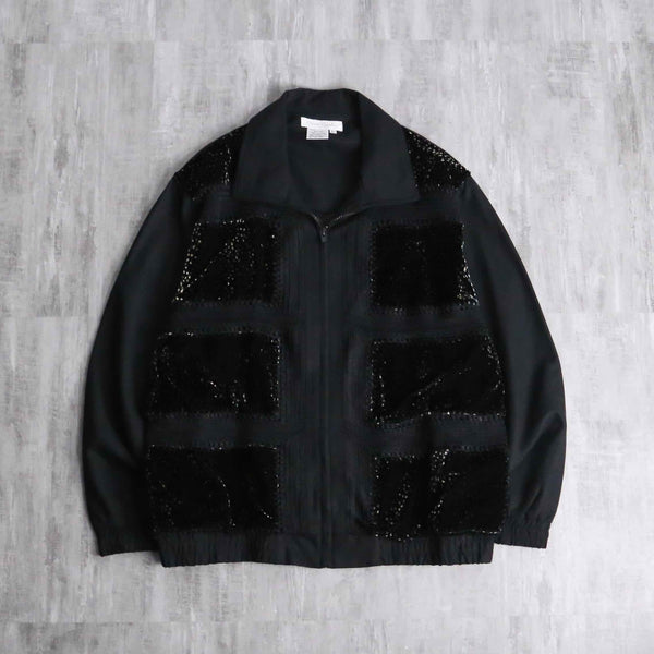 black velours switch design zip jacket