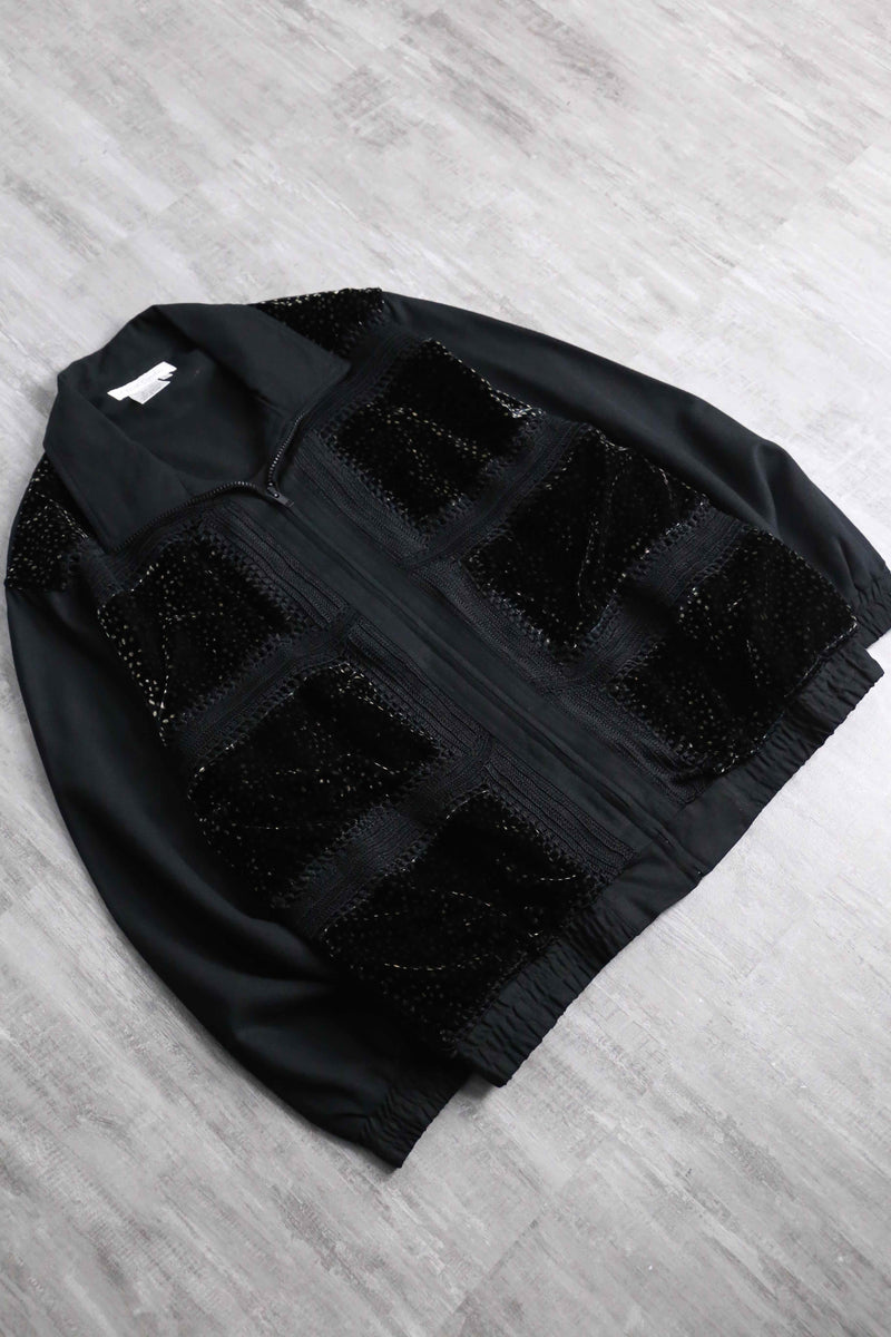 black velours switch design zip jacket