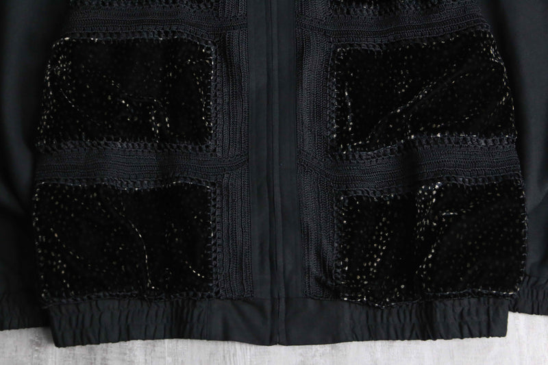 black velours switch design zip jacket
