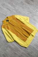 "Sears" mustard switching knit polo shirt