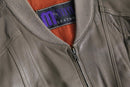taupe leather zip blouson