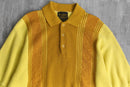 "Sears" mustard switching knit polo shirt