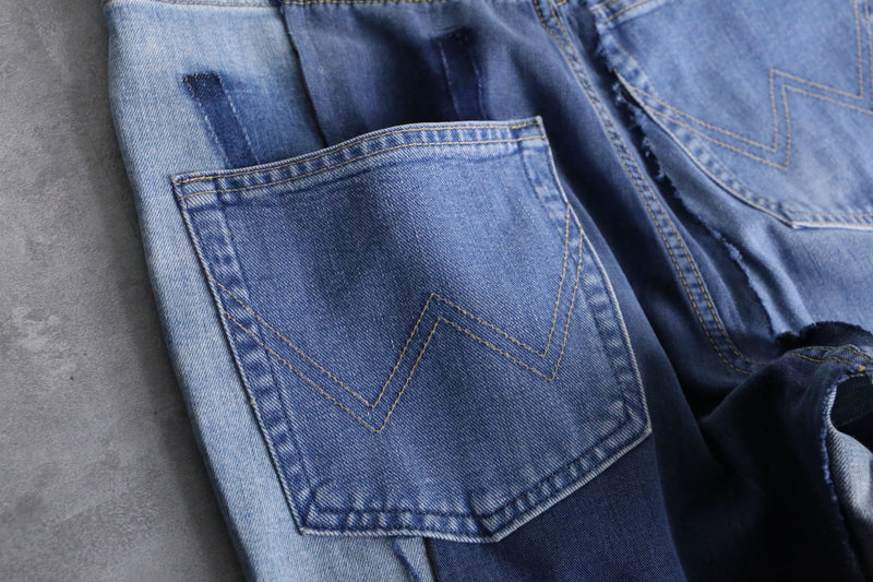 "Re:make" asymmetry docking wide tapered denim