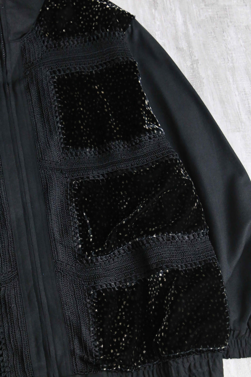 black velours switch design zip jacket