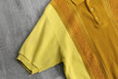 "Sears" mustard switching knit polo shirt