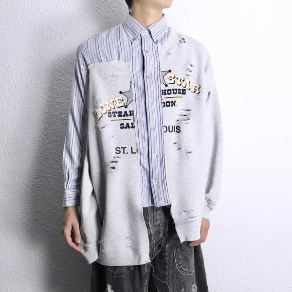 "Re:make" asymmetry&destroy sweat docking shirt