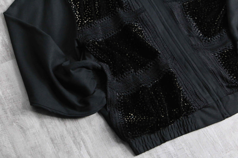 black velours switch design zip jacket