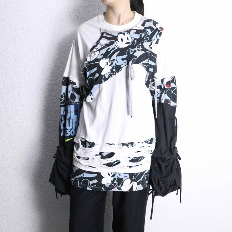 “Remake” 3P docking character chaos L/S tee