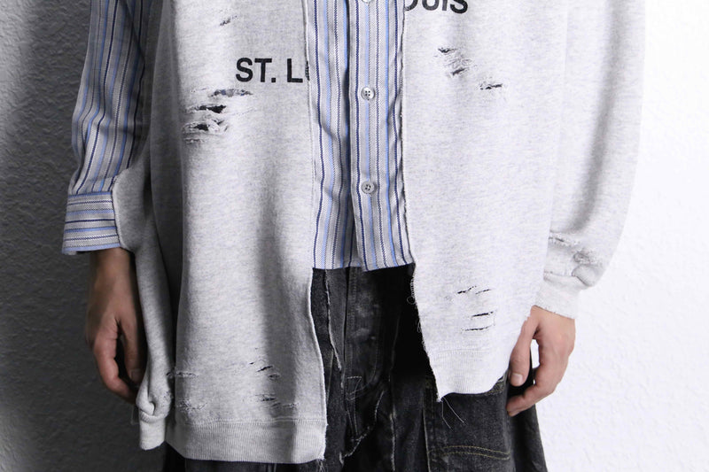 "Re:make" asymmetry&destroy sweat docking shirt
