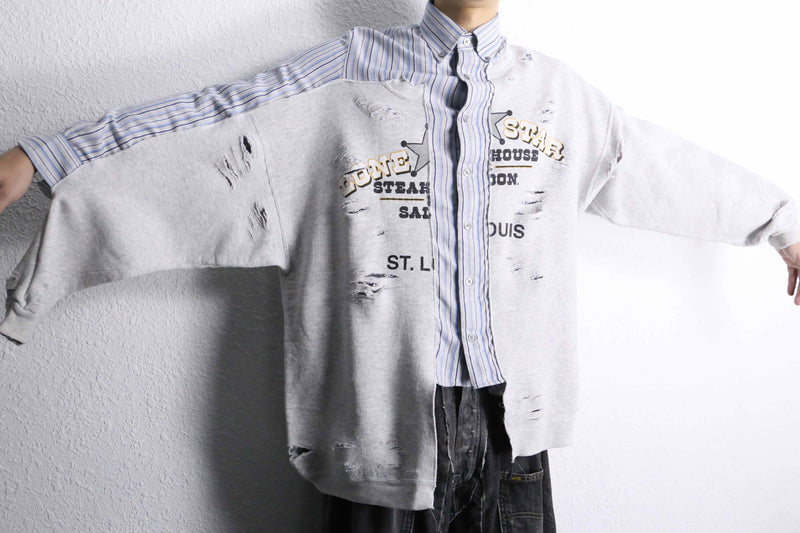 "Re:make" asymmetry&destroy sweat docking shirt