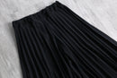 black pleated wide cropped pants