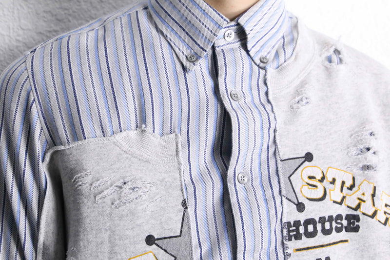 "Re:make" asymmetry&destroy sweat docking shirt