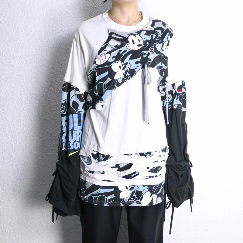 “Remake” 3P docking character chaos L/S tee