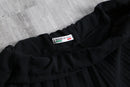 black pleated wide cropped pants