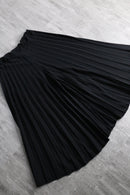 black pleated wide cropped pants