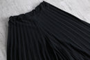 black pleated wide cropped pants
