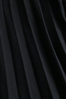 black pleated wide cropped pants