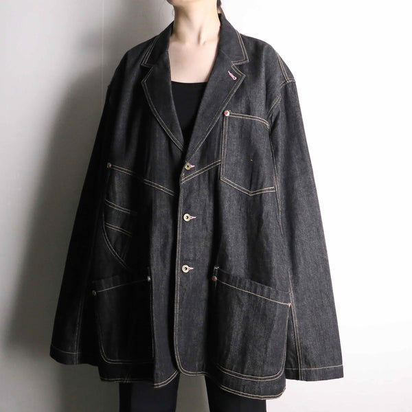 stitch design black color denim jacket