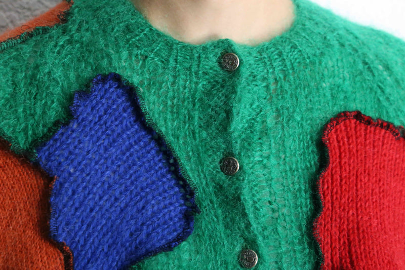 "Re:make" mohair docking cardigan