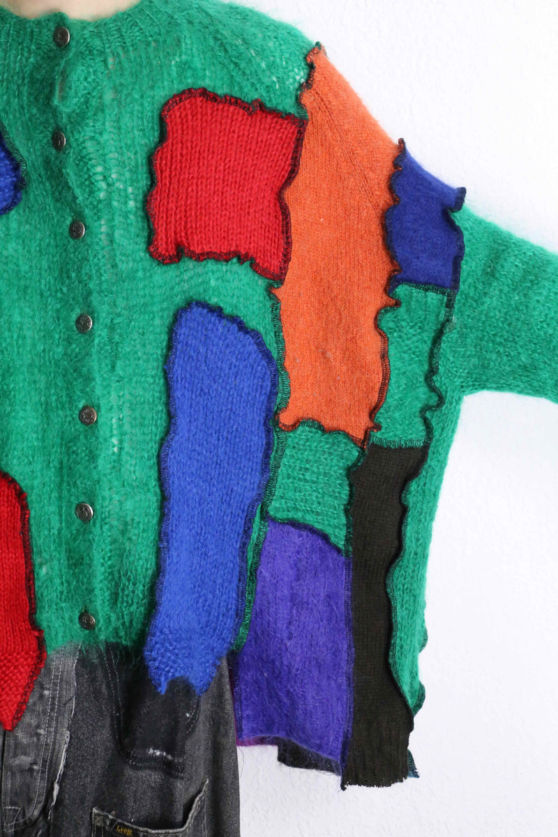 "Re:make" mohair docking cardigan