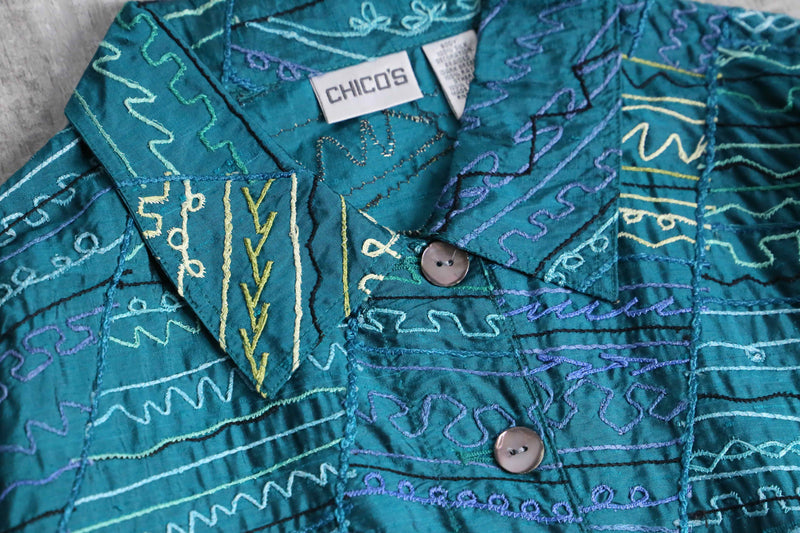 ”CHICO’S” silk 100% total pattern jacket