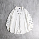 ivory contrast trim concealed placket shirt