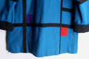 blue mondrian design wool middle jacket