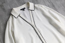 ivory contrast trim concealed placket shirt