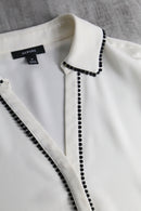 ivory contrast trim concealed placket shirt