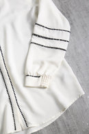 ivory contrast trim concealed placket shirt