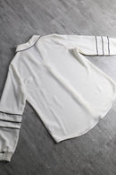 ivory contrast trim concealed placket shirt