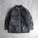 metal-clip heavy leather fireman jaket