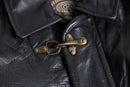 metal-clip heavy leather fireman jaket
