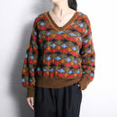 Vneck 3D acryl knit pull