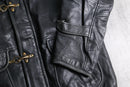 metal-clip heavy leather fireman jaket
