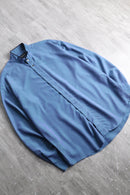 iridescent blue rayon stand collar shirt