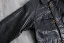 metal-clip heavy leather fireman jaket
