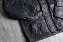 metal-clip heavy leather fireman jaket