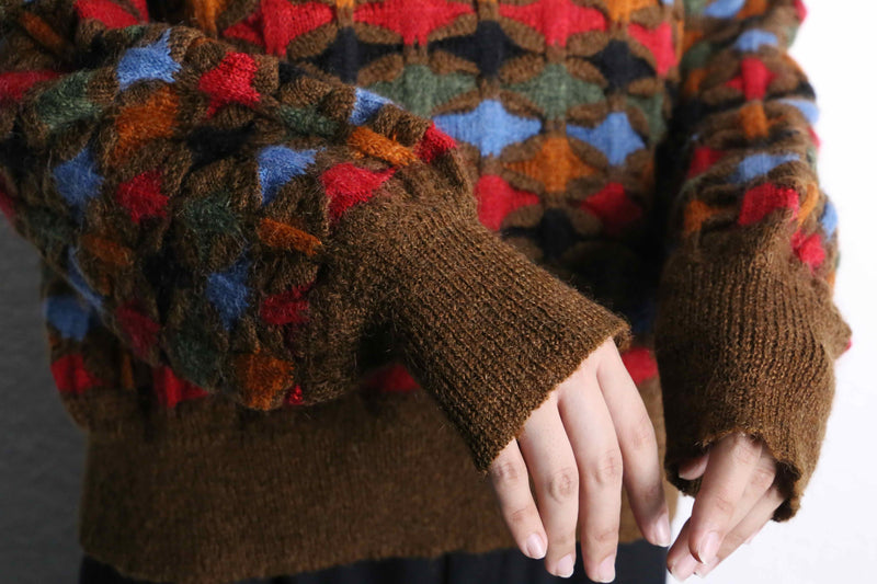 Vneck 3D acryl knit pull