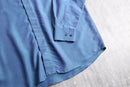 iridescent blue rayon stand collar shirt