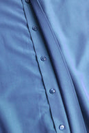 iridescent blue rayon stand collar shirt