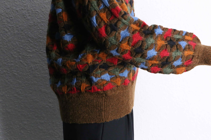 Vneck 3D acryl knit pull