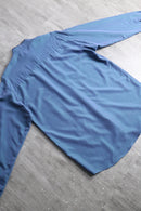 iridescent blue rayon stand collar shirt