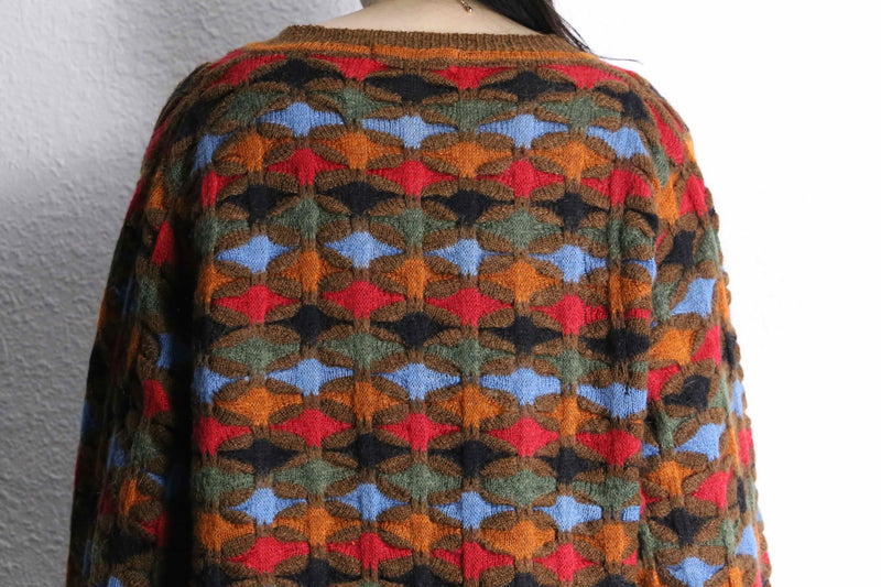 Vneck 3D acryl knit pull