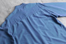 iridescent blue rayon stand collar shirt